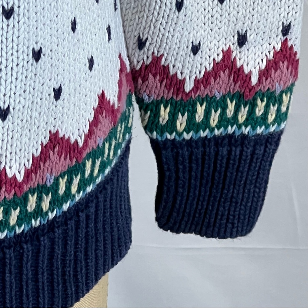 VINTAGE 80s rose floral embroidered‎ fair isle knit sweater cottagecore feminine - Picture 7 of 16